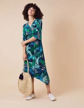 Monsoon Sandra Palm Print Jersey Midi Dress Multi X-Large A001280